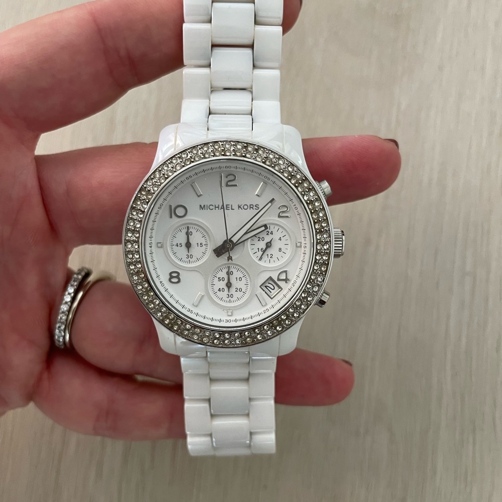 Michael Kors White Ceramic Chronograph Watch